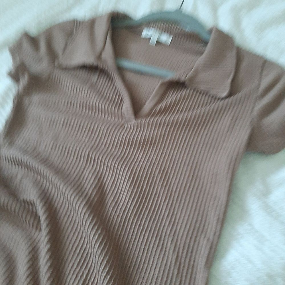 ANTISTAR Rib Fitted Dress Brown Tan Small - Picture 7 of 7
